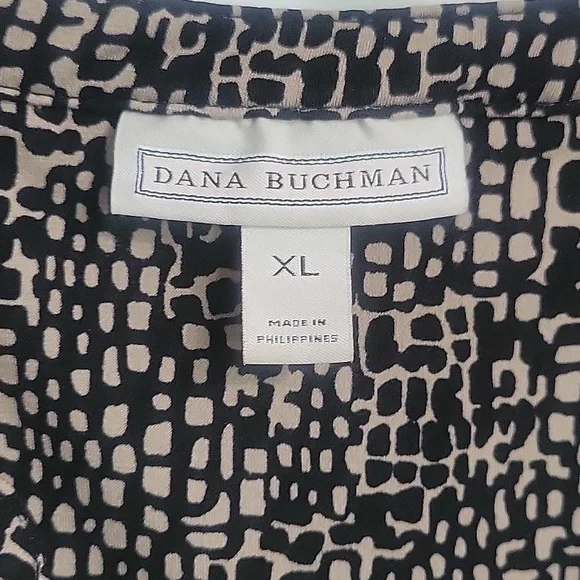 Dana Buchman SzXL Black and Cream Sleeveless Vneck Blouse - Picture 2 of 5